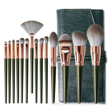 green custom professional synthetic hair blush makeup brush